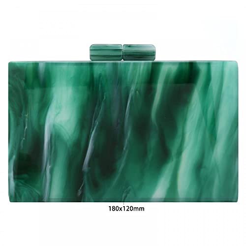 Acrylic Handbags for Women Marbling Purses Box Elegant Party Clutch Crossbody Bag for Lady Evening Prom Banquet (Dark Green)