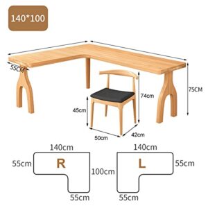 L-Shaped Computer Desk with Office Chair, 100% Pine Solid Wood Corner Desk, Computer Desk for Bedroom Study Office (Color : Right, Size : 140x100x75cm)