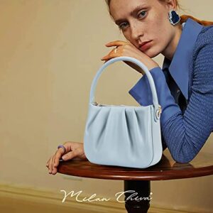 Milan Chiva Crossbody Bags for Women Cute Cloud Pouch Designer Ruched Clutch Purse Top Handle Shoulder Handbag MC-1006JN