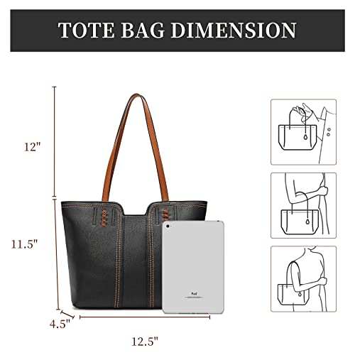 Montana West Black Tote Bag for Women Top Handle Satchel Purse Oversized Shoulder Handbag Hobo Bags MWC-118BK, Black