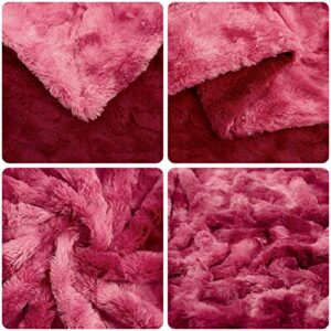 VOTOWN HOME Christmas Blanket Luxury Faux Fur Throw Blanket, Soft Warm and Fluffy for Couch,Wine Red 50"x60"