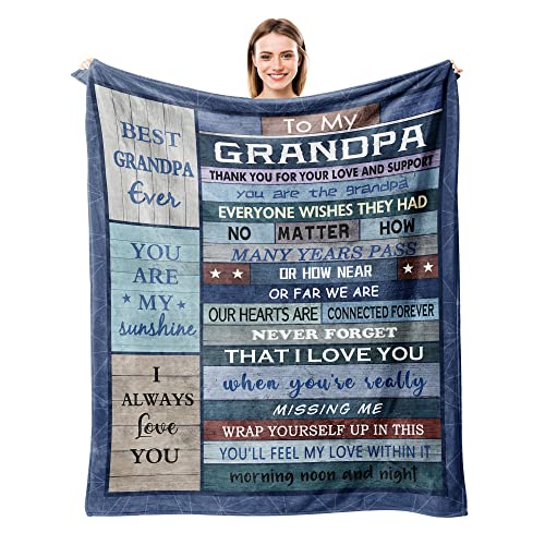 Grandpa Gifts from Grandchildren Throw Blanket 60"x50" - Birthday Gifts for Grandpa - Fathers Day Best Gifts for Grandpa Birthday Gifts - Papa Gifts from Grandchildren - Best Grandpa Gifts Idea