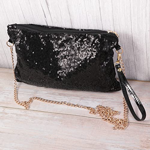 GALPADA Purses Small Purse Wristlet Glitter Sequin Crossbody Bag Handbag Sparkly Evening Clutch Shoulder Bag Wrist Bag gift for Women (Black) Small Purse Wristlet Womens Wallet