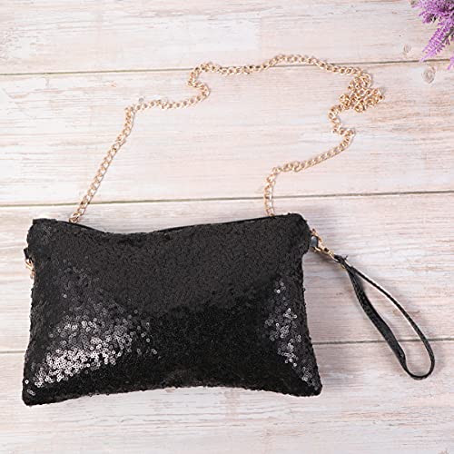 GALPADA Purses Small Purse Wristlet Glitter Sequin Crossbody Bag Handbag Sparkly Evening Clutch Shoulder Bag Wrist Bag gift for Women (Black) Small Purse Wristlet Womens Wallet