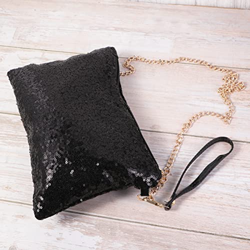 GALPADA Purses Small Purse Wristlet Glitter Sequin Crossbody Bag Handbag Sparkly Evening Clutch Shoulder Bag Wrist Bag gift for Women (Black) Small Purse Wristlet Womens Wallet