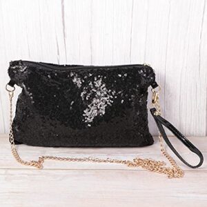 GALPADA Purses Small Purse Wristlet Glitter Sequin Crossbody Bag Handbag Sparkly Evening Clutch Shoulder Bag Wrist Bag gift for Women (Black) Small Purse Wristlet Womens Wallet