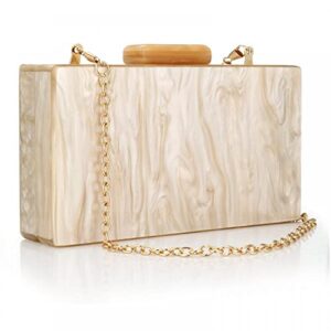 women acrylic evening clutch bag marble purse handbag for wedding party cocktail box clutch crossbody (apricot)
