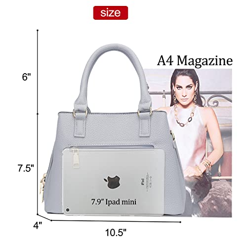 KKXIU Purses and Handbags for Women Top Handle Satchel Shoulder Ladies Crossbody Bags (E-Light Grey)