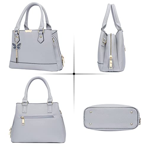 KKXIU Purses and Handbags for Women Top Handle Satchel Shoulder Ladies Crossbody Bags (E-Light Grey)