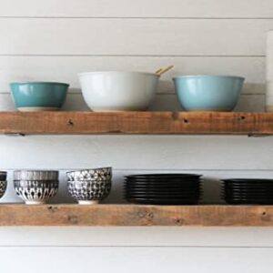 Urban Legacy Deep Floating Shelves | Reclaimed Chunky Wide Plank Barn Wood Shelves with Low Profile Brackets | High Weight Capacity