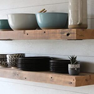 Urban Legacy Deep Floating Shelves | Reclaimed Chunky Wide Plank Barn Wood Shelves with Low Profile Brackets | High Weight Capacity