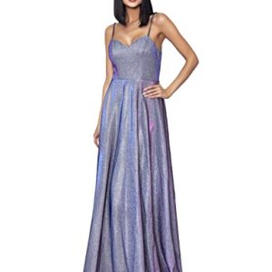 BOSJHD Shiny Gradient Strap Open Back Elegant Party Evening Dress（Purple,XX-Large）