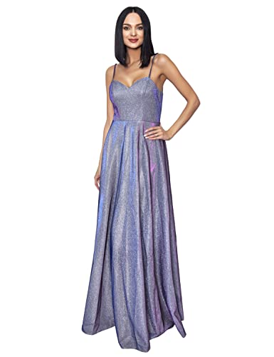 BOSJHD Shiny Gradient Strap Open Back Elegant Party Evening Dress（Purple,XX-Large）