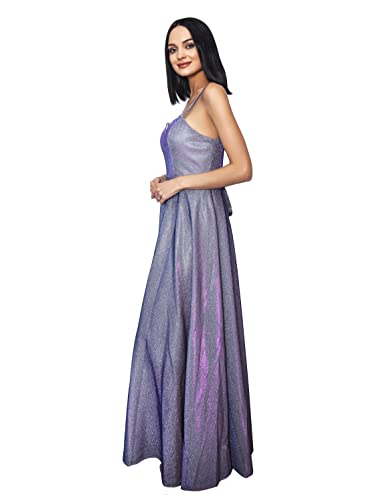 BOSJHD Shiny Gradient Strap Open Back Elegant Party Evening Dress（Purple,XX-Large）