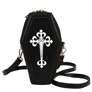 abigail paige fashion coffin bags for women gothic purse shoulder bag girls funny halloween purses and handbags crossbody bag (black)