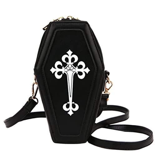 abigail paige Fashion Coffin Bags for Women Gothic Purse Shoulder Bag Girls Funny halloween purses and handbags Crossbody Bag (black)