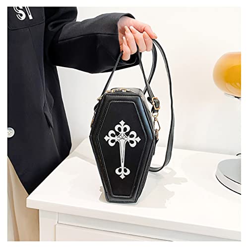 abigail paige Fashion Coffin Bags for Women Gothic Purse Shoulder Bag Girls Funny halloween purses and handbags Crossbody Bag (black)