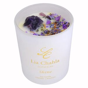 luxury candle, lavender scented candle with amethyst crystals inside, soy candle, candles gifts for mom (shine/lavender – amethyst, 10 oz)