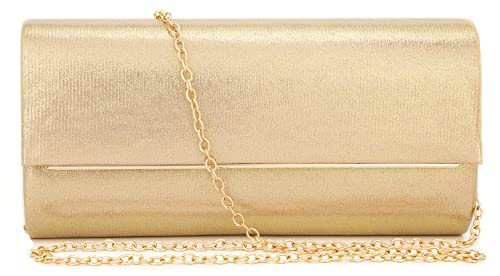 Fateanuki Women’s Evening Clutches Cross Body Bags for Women Glitter Clutch Purses for Wedding Party Bridesmaids Handbag (Gold)