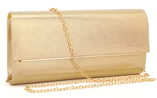 Fateanuki Women’s Evening Clutches Cross Body Bags for Women Glitter Clutch Purses for Wedding Party Bridesmaids Handbag (Gold)