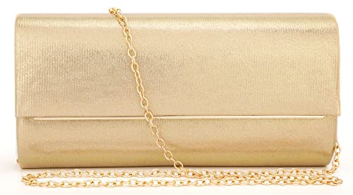 Fateanuki Women’s Evening Clutches Cross Body Bags for Women Glitter Clutch Purses for Wedding Party Bridesmaids Handbag (Gold)