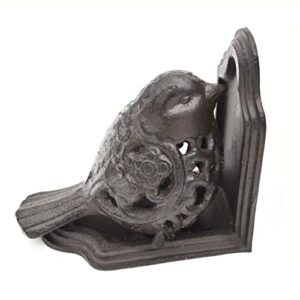 Remenna Bird Decorative Bookend, Heavy Duty Cast Iron, Vintage Shelf Decor, Antique Brown