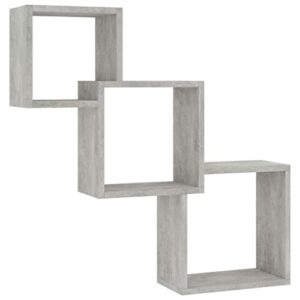 Floating Shelves, Wall Mounted 3 Cube Intersecting Storage Shelves Set, Easy-Install Display Rack for Living Room, Bedroom, Home Decor Furniture, Concrete Gray