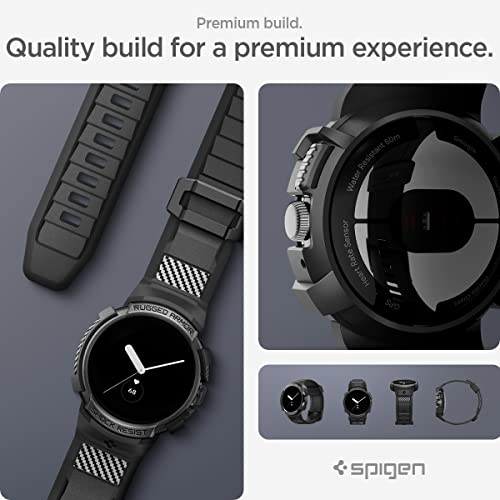 Spigen Rugged Armor Pro Designed for Google Pixel Watch Case with Band (2022) - Black