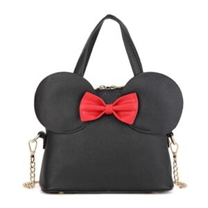 cutie dome purse mouse ears bow crossbody shoulder handbag small zip-around satchel bag for girls tween women