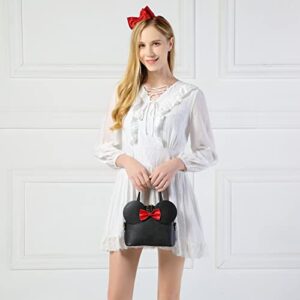 Cutie Dome Purse Mouse Ears Bow Crossbody Shoulder Handbag Small Zip-Around Satchel Bag for Girls Tween Women