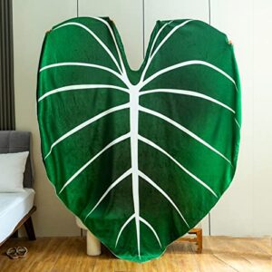 leaf blanket green plant throw blankets soft plush flannel throw decorative leaves design for plant lovers bed couch and sofa