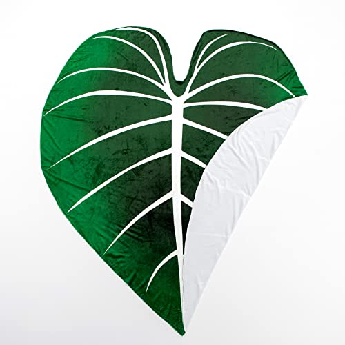 Leaf Blanket Green Plant Throw Blankets Soft Plush Flannel Throw Decorative Leaves Design for Plant Lovers Bed Couch and Sofa