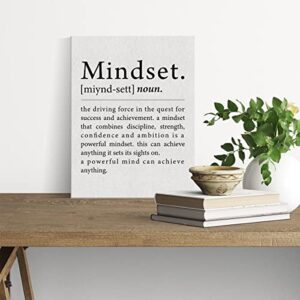 Office Quote Wall Art Decor Mindset Definition Canvas Painting Framed Canvas Artwork Print Poster 12"x15" Decoration for Home Office