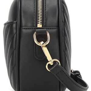 lola mae Quilted Crossbody Bag, PU Lightweight Shoulder Purse Top Zipper Tassel Accent Black Purse(Black-729)