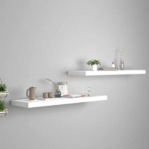 dimorture floating shelves set of 2, wall mounted storage shelves, mdf wall shelves, sturable & durable hanging shelves display rack for bedroom living room white(35.4 x 9.3 inch)