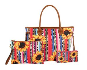 sunflower handbag 3 piece set tote, clutch, and wallet – lpr0361w – mt