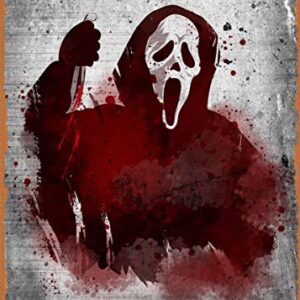 Shvieiart Movie Poster Retro Metal Sign Ghost face print - from cult movie Scream Horror Movies Wall Art Decor Tin Sign-8x12inch