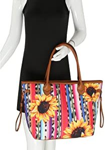 Sunflower Handbag 3 Piece Set Tote, Clutch, and Wallet - LPR0391W - MT, Black Multi Sunflower