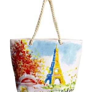 Tote Handbag - Ladies Hand Painted Paris Theme - 18.5" x 13" Unique!!