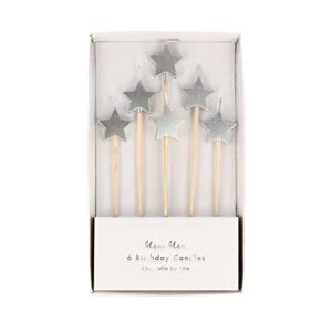 meri meri silver star candles (pack of 6)