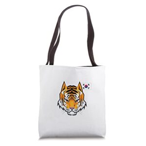 Orange Siberian Tiger Korean Flag Tote Bag