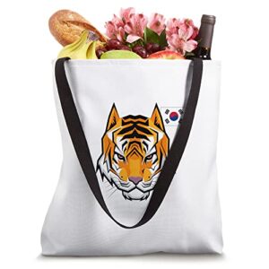 Orange Siberian Tiger Korean Flag Tote Bag