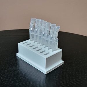 znet3d eye drop vials holder & storage – single-use disposable eye drop vials – holds 14 single use disposable vials (white)