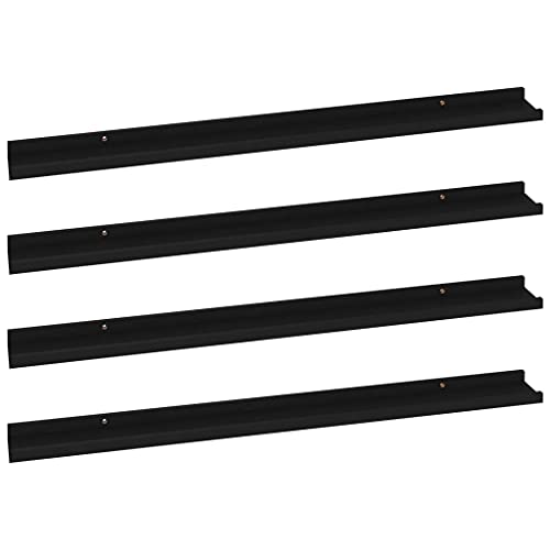 SunshineFace 39 Inch Large Floating Shelves for Wall Set of 4, Rustic Picture Ledge Wall Shelf for Bedroom Kitchen Bathroom Living Room Nursery Display(Black, 39.4"x3.5"x1.2")