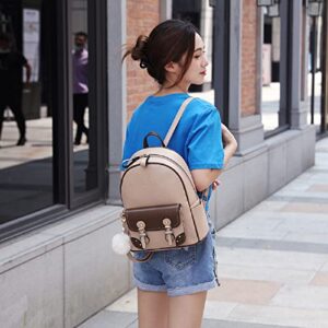 Backpack for Women Small Cute Leather, Mini Rucksack Fashion Travel for Teen Girls, khaki, Small