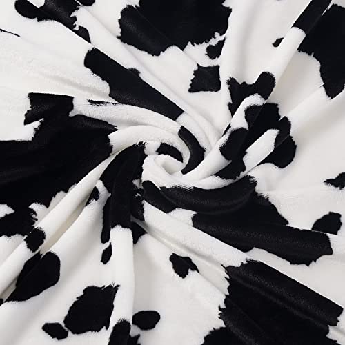 Yaning Cow Print Blanket, Soft Cozy Lightweight Blanket for Kids Adults, Plush Flannel Fleece Throw Blanket for Sofa Couch Bed Decor, Black White, 50x60 inches
