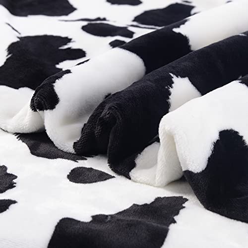 Yaning Cow Print Blanket, Soft Cozy Lightweight Blanket for Kids Adults, Plush Flannel Fleece Throw Blanket for Sofa Couch Bed Decor, Black White, 50x60 inches