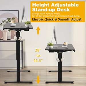 SohoTeco Electric Standing Desk,48x24 Super Stable Stand Up Desk Height Adjustable with Memory Controller,Sit Stand Desk with Cable Management Tray for Home Office,Solid Board& Steel Frame Black
