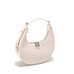 Shoulder Bags Handbag for Women, Crossbody Bag Detachable Shoulder Strap Soft PU Leather Zipper Closure - Milky White