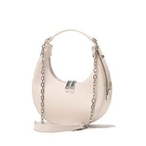 Shoulder Bags Handbag for Women, Crossbody Bag Detachable Shoulder Strap Soft PU Leather Zipper Closure - Milky White